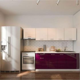 Tdesigno Nisan 260 cm Parlak Mürdüm ve Beyaz Mutfak Dolabı