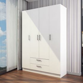 Tdesigno Sena 4 Kapaklı 2 Çekmeceli Beyaz Gardırop