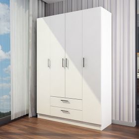 Tdesigno Sena 4 Kapaklı 2 Çekmeceli Beyaz Gardırop