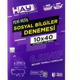 Teas Press Yayınları 6. Sınıf Sosyal Bilgiler Hay 10x40 Denemesi