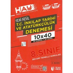 Teas Press Yayınları 8. Sınıf T. C. İnkılap Tarihi Ve Atatürkçülük Hay 10x40 Denemesi