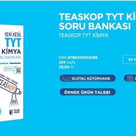 Teas Press Yayınları TYT Teaskop Yeni Nesil Kimya Soru Bankası