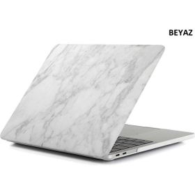 Techmaster Apple Macbook Pro 15 2016 A1707 Mermer Desenli Kapak Beyaz Kılıf