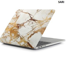 Techmaster Apple Macbook Pro 15 2016 A1707 Mermer Desenli Kapak Sarı Kılıf