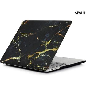 Techmaster Apple Macbook Pro 15 2016 A1707 Mermer Desenli Kapak Siyah Kılıf