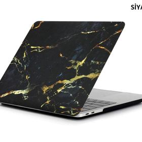 Techmaster Apple Macbook Pro 15 2016 A1707 Mermer Desenli Kapak Siyah Kılıf