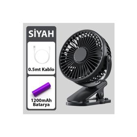 Techmaster JH-006 Siyah Taşınabilir Şarjlı Vantilatör
