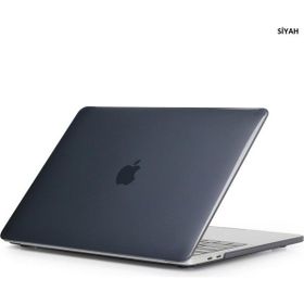 Techmaster MacBook Air 13 A1932 2018 A2179 2020 Kristal Şeffaf Kapak Siyah Kılıf