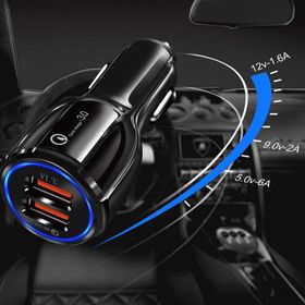 Techmaster Samsung iPhone Huawei Xioami 2 USB 6 Amper Siyah Hızlı Araç Şarj Cihazı