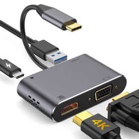 Techmaster Type-C 4 in 1 4K HDMI VGA USB 3.0 Type-C Şarj Girişli Adaptör