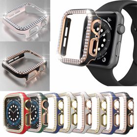 Techmaster Yeşil-Gümüş Apple Watch 7 Serisi 45 mm Çift Sıra Parlak Taşlı Rubber Kasa Kapak