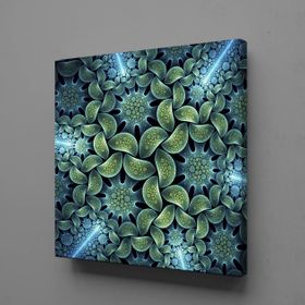 Technopa 3 Boyutlu Yeşil Çiçek 90x90 cm Kanvas Tablo