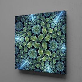 Technopa 3 Boyutlu Yeşil Çiçek 90x90 cm Kanvas Tablo
