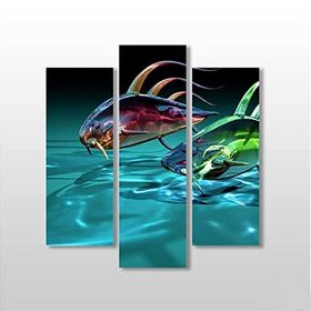 Technopa 3D Deniz Altı ve Balık 111x120 cm Kanvas Tablo
