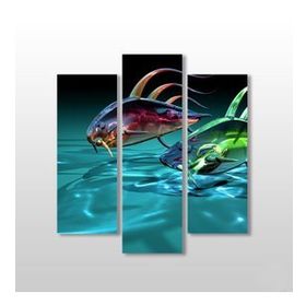Technopa 3D Deniz Altı ve Balık 75x80 cm Kanvas Tablo