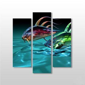 Technopa 3D Deniz Altı ve Balık 75x80 cm Kanvas Tablo
