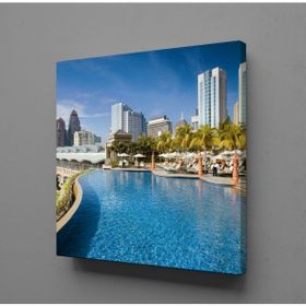 Technopa Akarsu Manzaralı Şehir 70x70 cm Kanvas Tablo