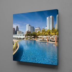 Technopa Akarsu Manzaralı Şehir 90x90 cm Kanvas Tablo