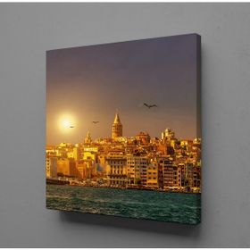 Technopa Akşam Üstü Galata Kulesi 110x110 cm Kanvas Tablo