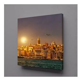 Technopa Akşam Üstü Galata Kulesi 90x90 cm Kanvas Tablo
