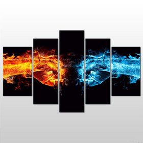 Technopa Ateş ve Su 260x150 cm Kanvas Tablo