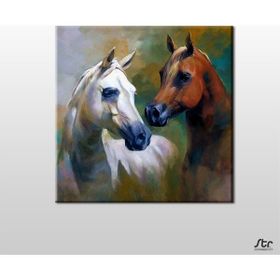 Technopa Atlar Çift 110x110 cm Kanvas Tablo
