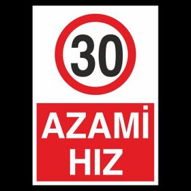 Technopa Azami Hız 30 20 x 30 cm Uyarı Levhası