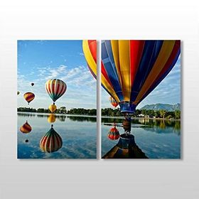 Technopa Balon ve Nehir Manzarası 40x30 cm Kanvas Tablo