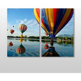 Technopa Balon ve Nehir Manzarası 60x50 cm Kanvas Tablo