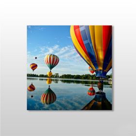 Technopa Balonlar ve Nehir 90x90 cm Kanvas Tablo