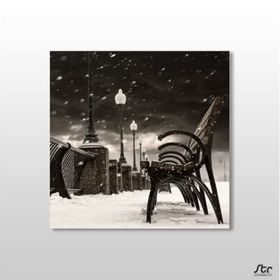 Technopa Bank Siyah Beyaz 150x150 cm Kanvas Tablo