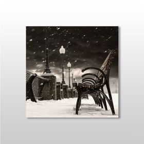 Technopa Bank Siyah Beyaz 40x40 cm Kanvas Tablo