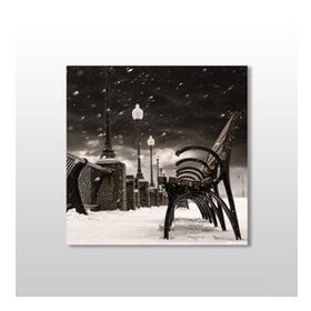 Technopa Bank Siyah Beyaz 70x70 cm Kanvas Tablo
