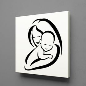 Technopa Bebeğine Sarılan Anne 30x30 cm Kanvas Tablo
