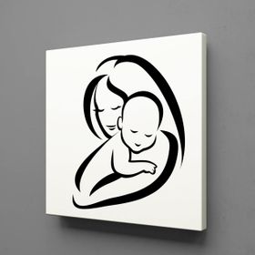 Technopa Bebeğine Sarılan Anne 60x60 cm Kanvas Tablo