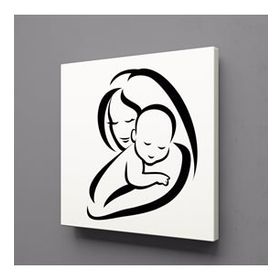 Technopa Bebeğine Sarılan Anne 80x80 cm Kanvas Tablo