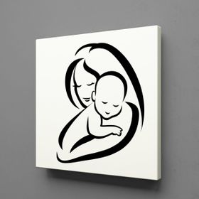 Technopa Bebeğine Sarılan Anne 90x90 cm Kanvas Tablo