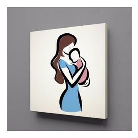 Technopa Bebeğini Kucağına Alan Anne 90x90 cm Kanvas Tablo
