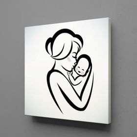 Technopa Bebeğini Öpen Anne 130x130 cm Kanvas Tablo