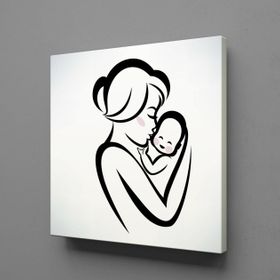Technopa Bebeğini Öpen Anne 30x30 cm Kanvas Tablo