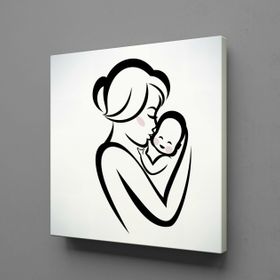 Technopa Bebeğini Öpen Anne 50x50 cm Kanvas Tablo