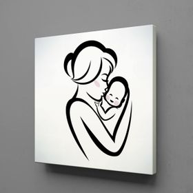 Technopa Bebeğini Öpen Anne 80x80 cm Kanvas Tablo