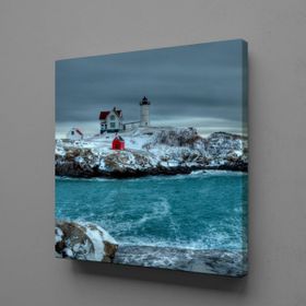 Technopa Beyaz Deniz Feneri 50x50 cm Kanvas Tablo