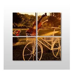 Technopa Bisiklet ve Keman 130x130 cm Kanvas Tablo
