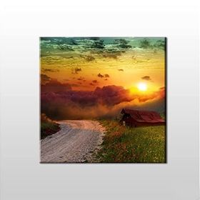 Technopa Bulut Arkası Güneş 140x140 cm Kanvas Tablo