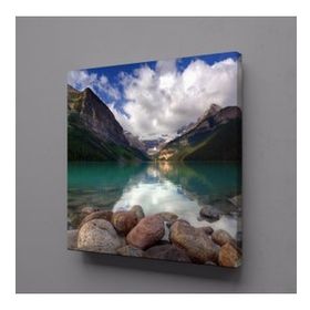 Technopa Dağlar Arasındaki Akarsu 80x80 cm Kanvas Tablo