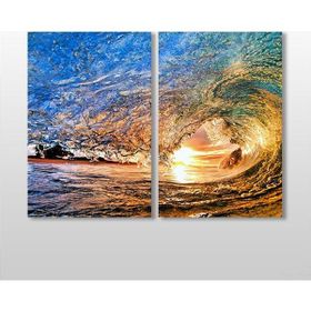 Technopa Dalga ve Güneş 100x90 cm Kanvas Tablo