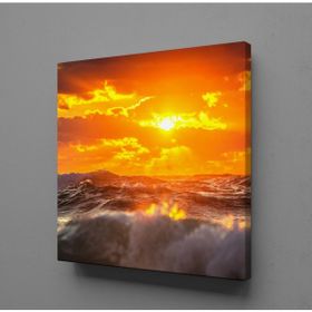 Technopa Dalgalar Arasından Doğmuş Güneş 110x110 cm Kanvas Tablo