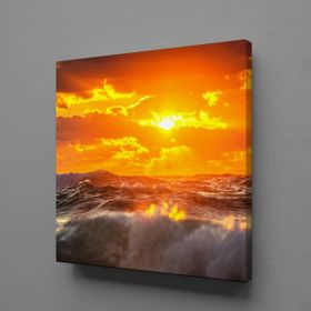 Technopa Dalgalar Arasından Doğmuş Güneş 110x110 cm Kanvas Tablo