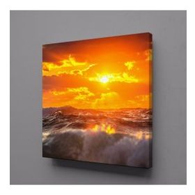 Technopa Dalgalar Arasından Doğmuş Güneş 25x25 cm Kanvas Tablo